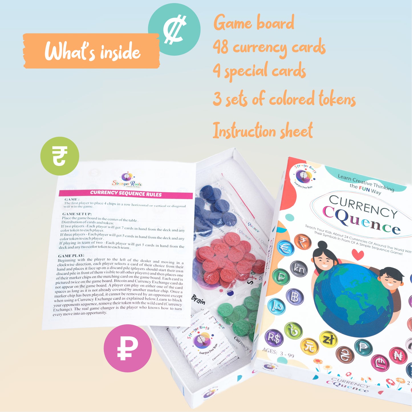 Currency CQuence Board Game (for ages 5+ years)