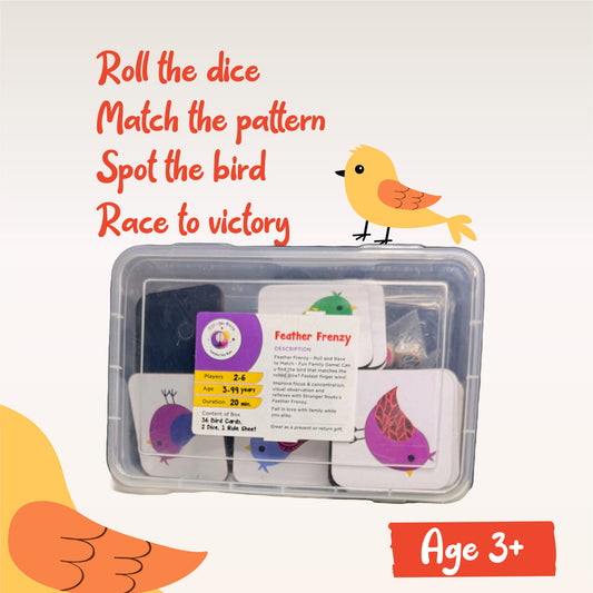 Feather Frenzy Dice and Observation Game (for ages 3+ years)