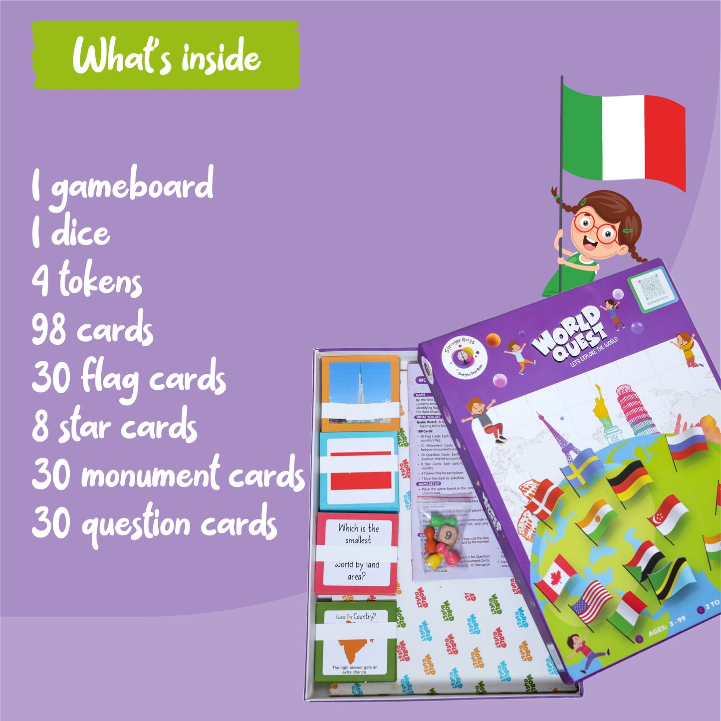 World Quest Geography and Culture Board Game (for ages 7+ years)